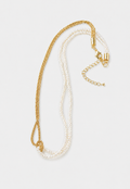 Natural Freshwater Pearl & Gold Double-Strand Knotted Choker Necklace