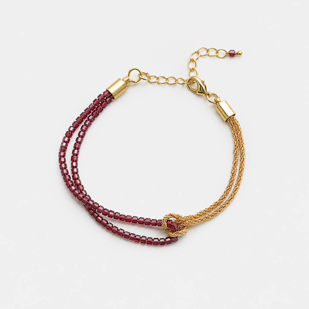 Natural Garnet Double Strand Bracelet
