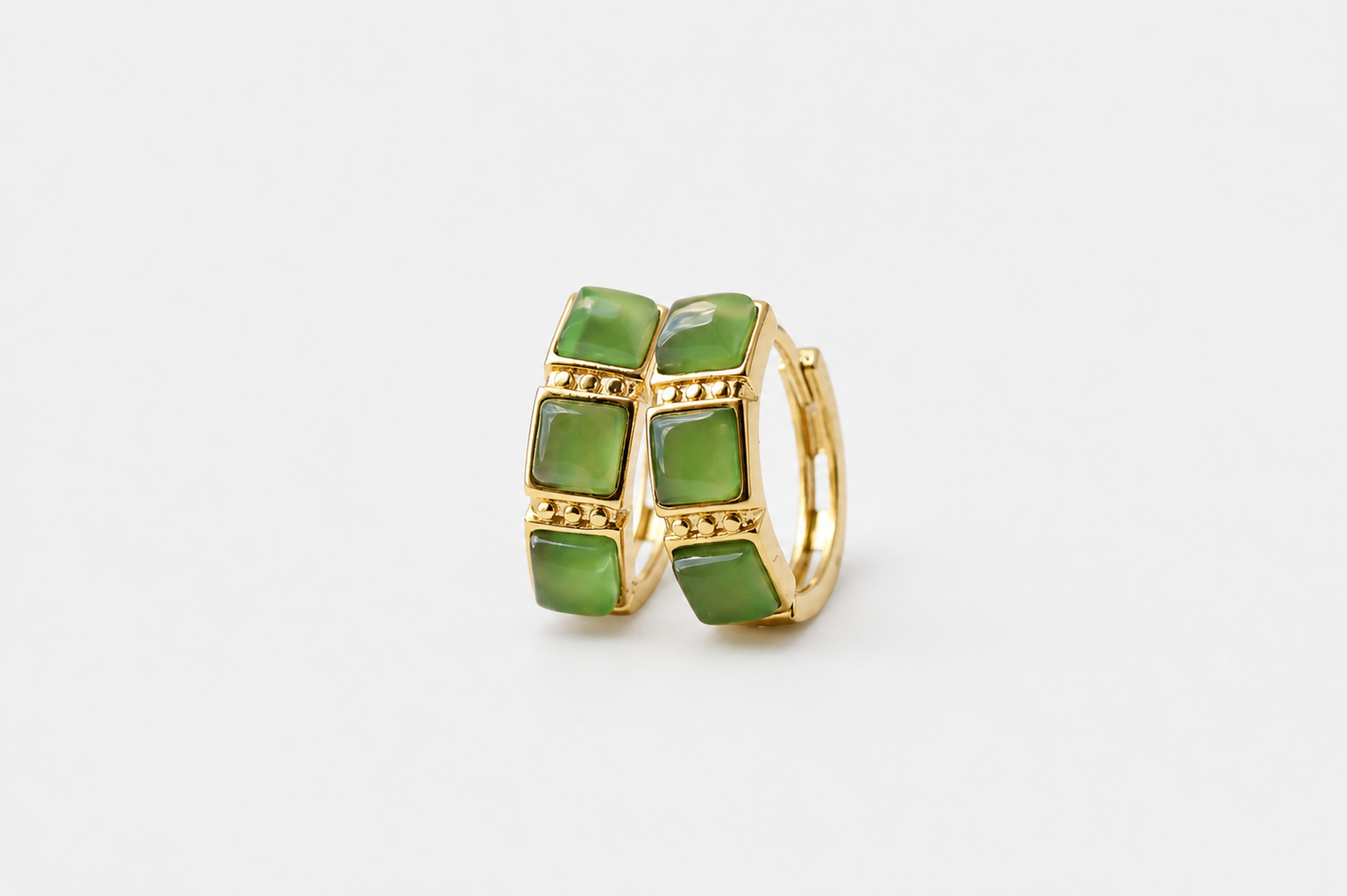 Natural Jade Huggie Earrings