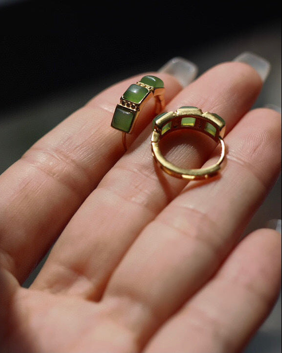Natural Jade Huggie Earrings