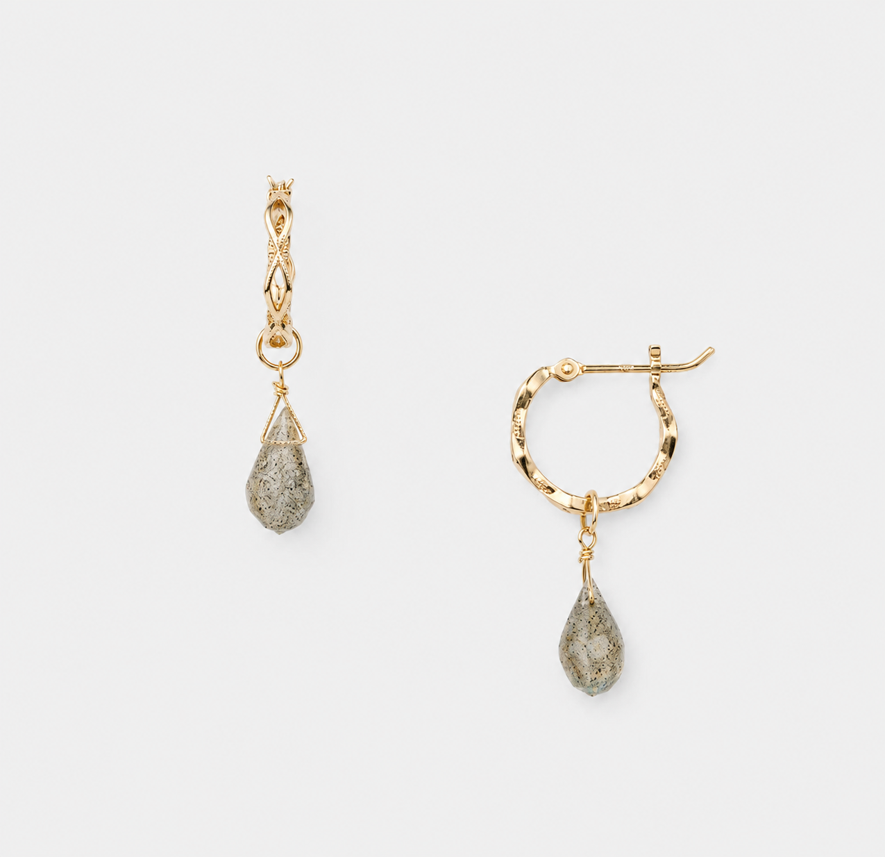 Natural Labradorite Convertible Hoop Earrings