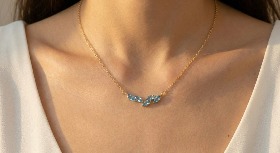 Natural Marquise Topaz Wisteria Necklace ｜