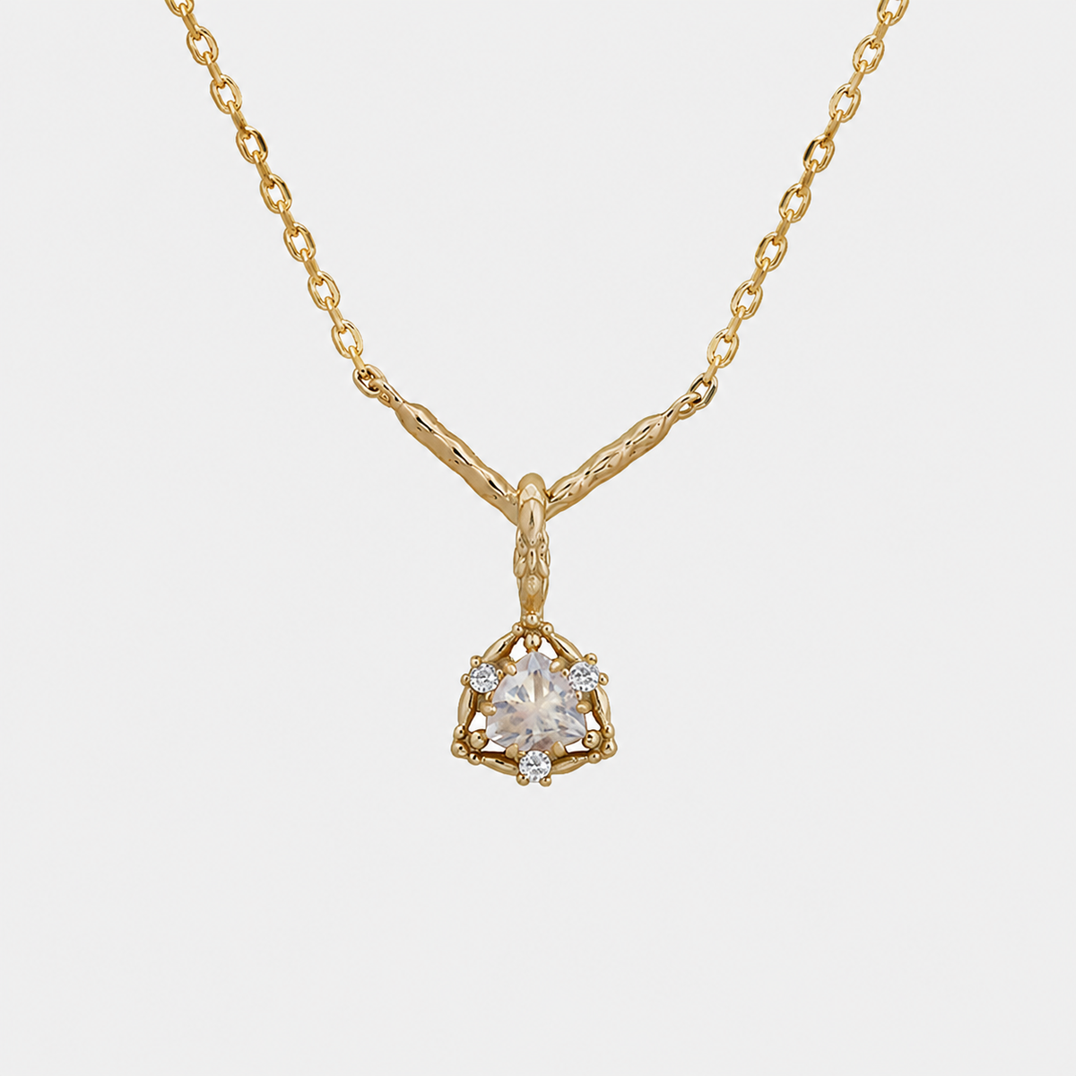 Natural Moonstone Trillion Cut Necklace