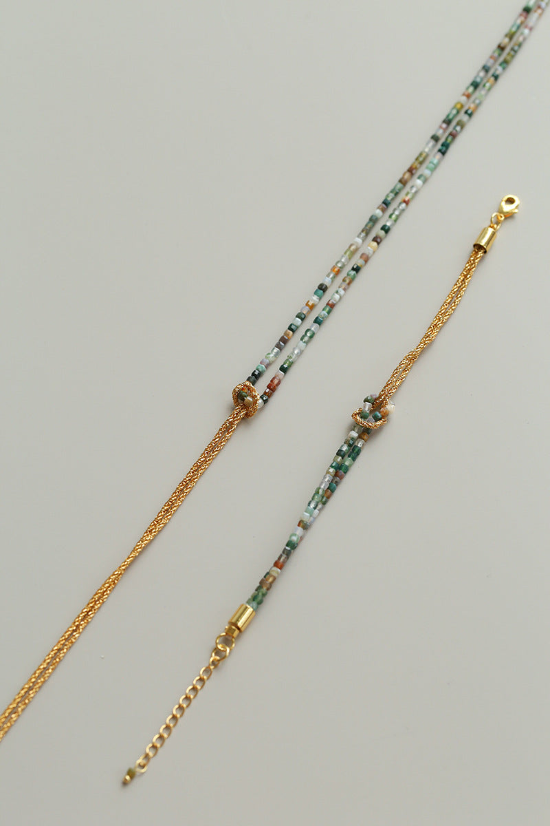 Natural Moss Agate Double Strand Bracelet