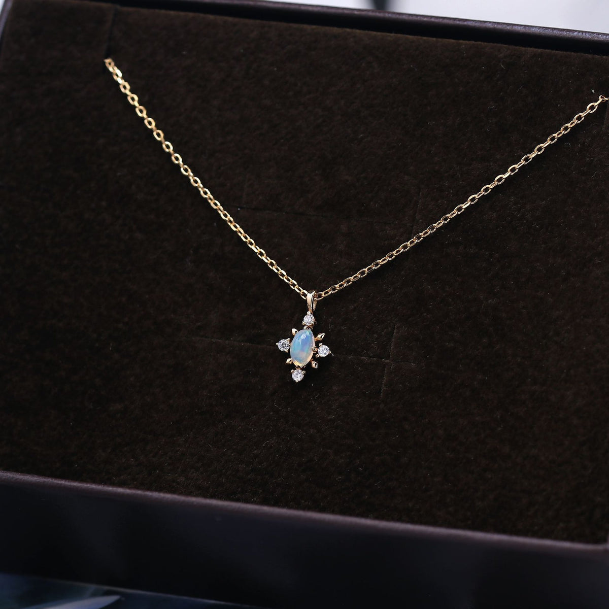 Natural Opal Snowflake Pendant Necklace in Gold Plated Silver