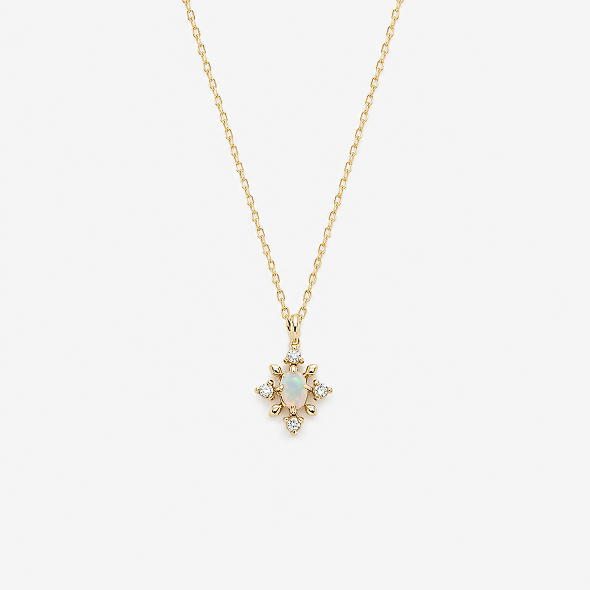 Natural Opal Snowflake Pendant Necklace in Gold Plated Silver