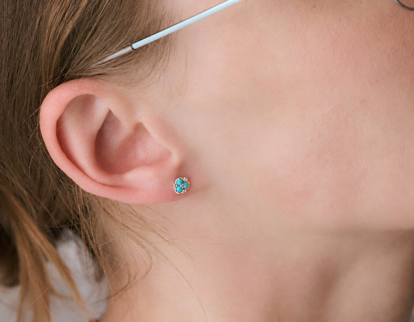 Natural Turquoise Flower Cluster Stud Earrings