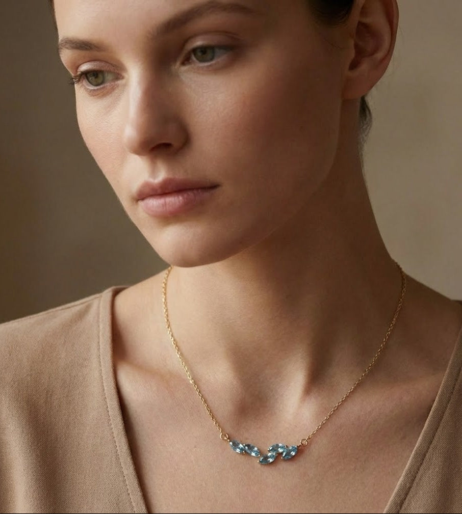 Natural Marquise Topaz Wisteria Necklace ｜