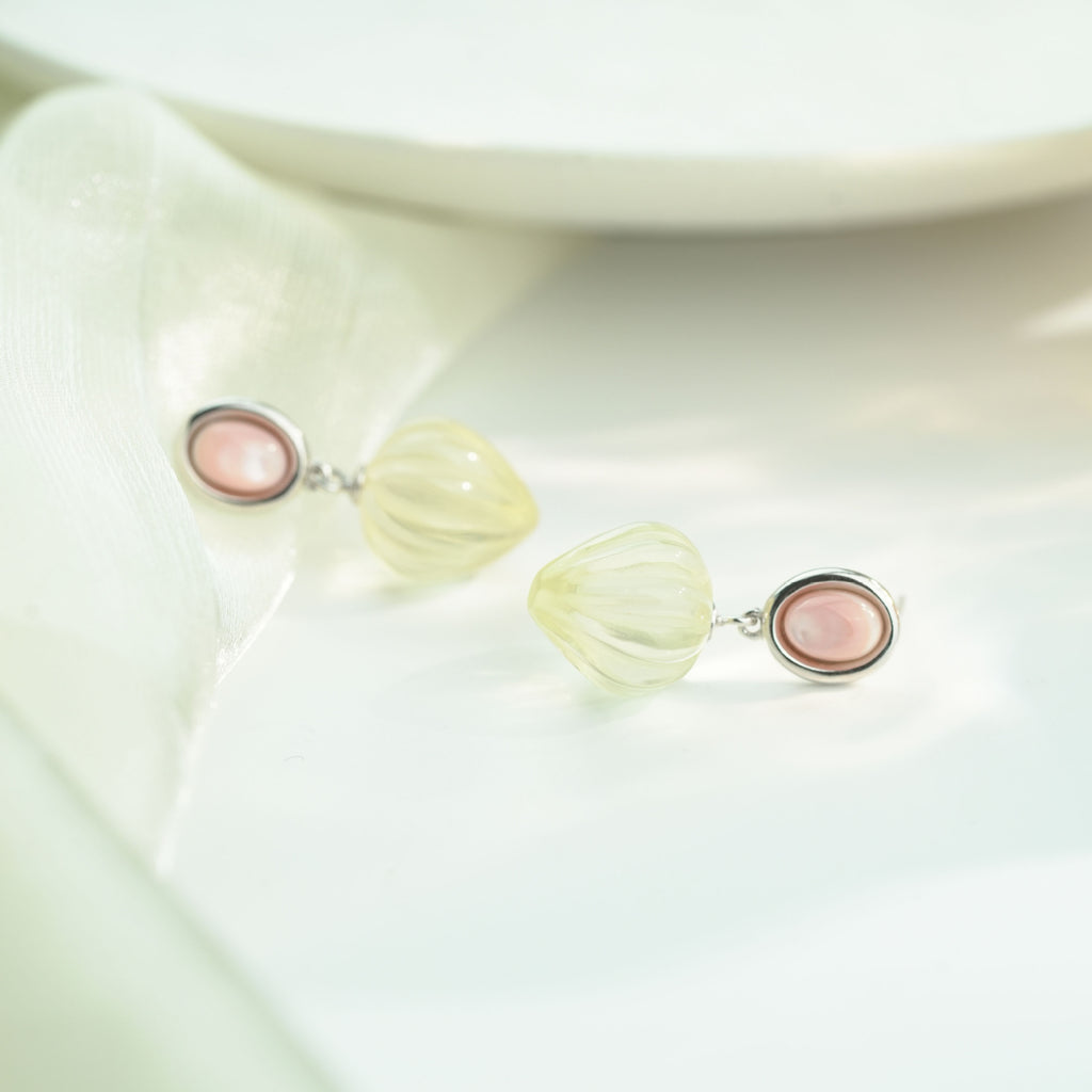 Hot Air Balloon Crystal Earrings | Rose Quartz / Citrine