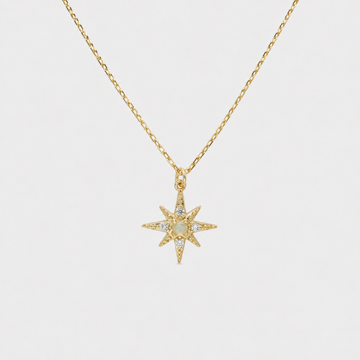 Opal Eight-Point Star Necklace in Gold Plated Silver