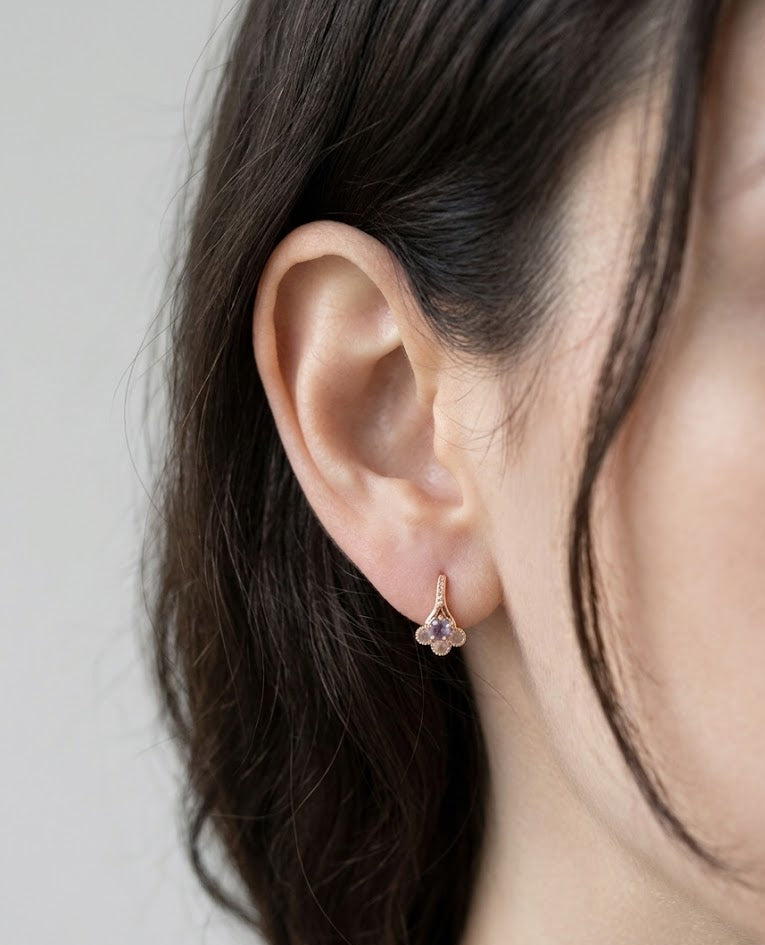 Orange Moonstone & Iolite Stud Earrings