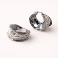 Pearl & Silver Texture Hoop Earrings | Statement Design