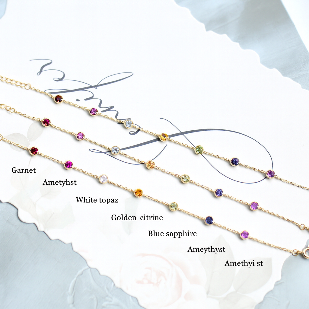 Rainbow Birthstone Bracelet | Peridot, Topaz & Garnet |