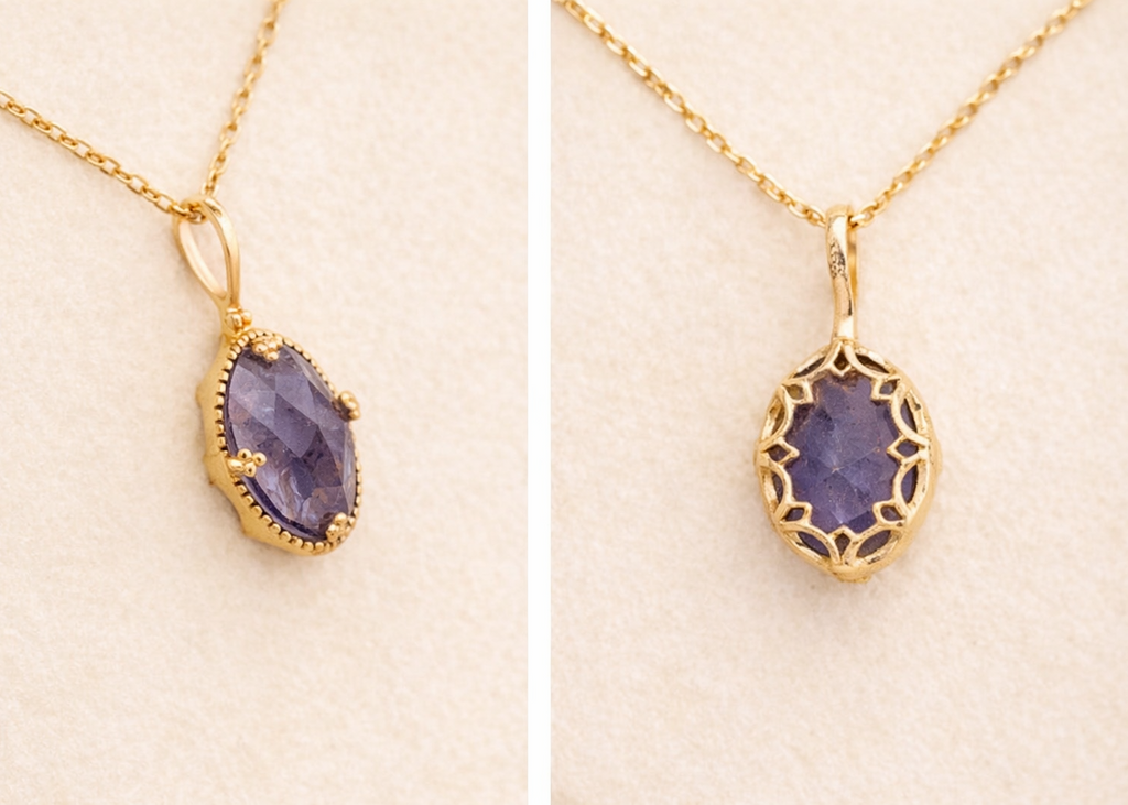 Dual-Layer Gem Pendant – Iolite & Labradorite