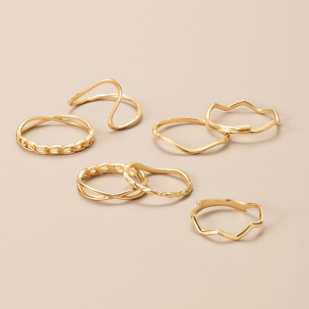 Ribbon Wave Twist Ring - 925 Sterling Silver with Thick Gold Plating