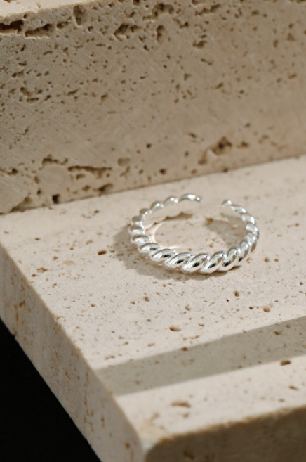 Twisted Rope Open Ring - Silver