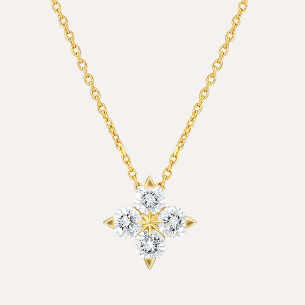 Shining Star Moissanite Clover Necklace