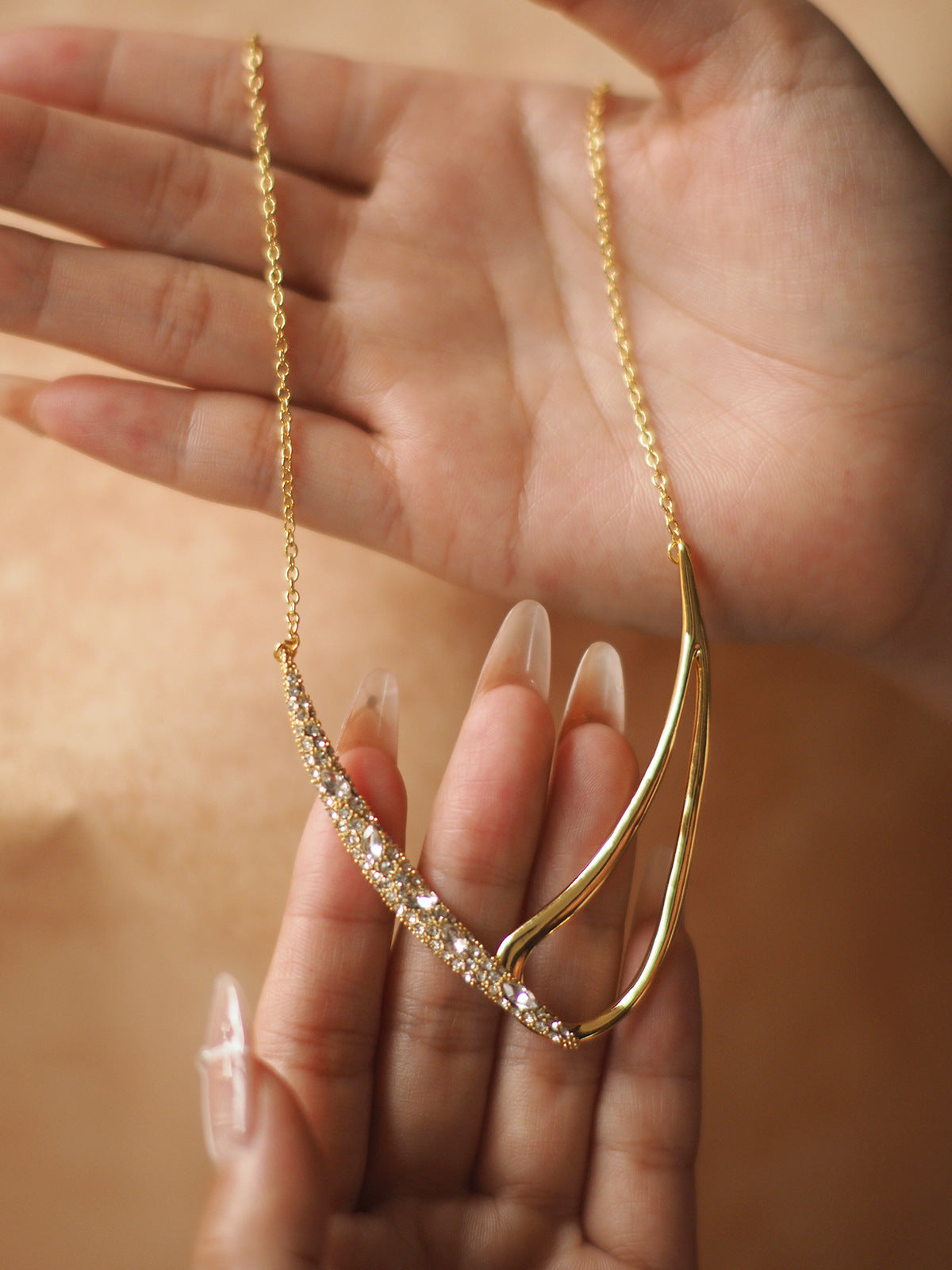 Sparkling Gold-Plated Statement Necklace – Winter & Holiday Party Essential