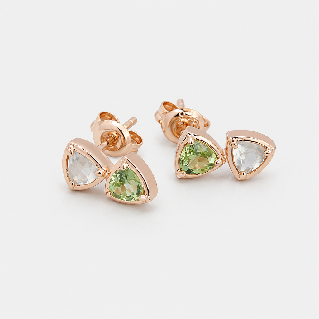 Sterling Silver Peridot & Prehnite Stud Earrings
