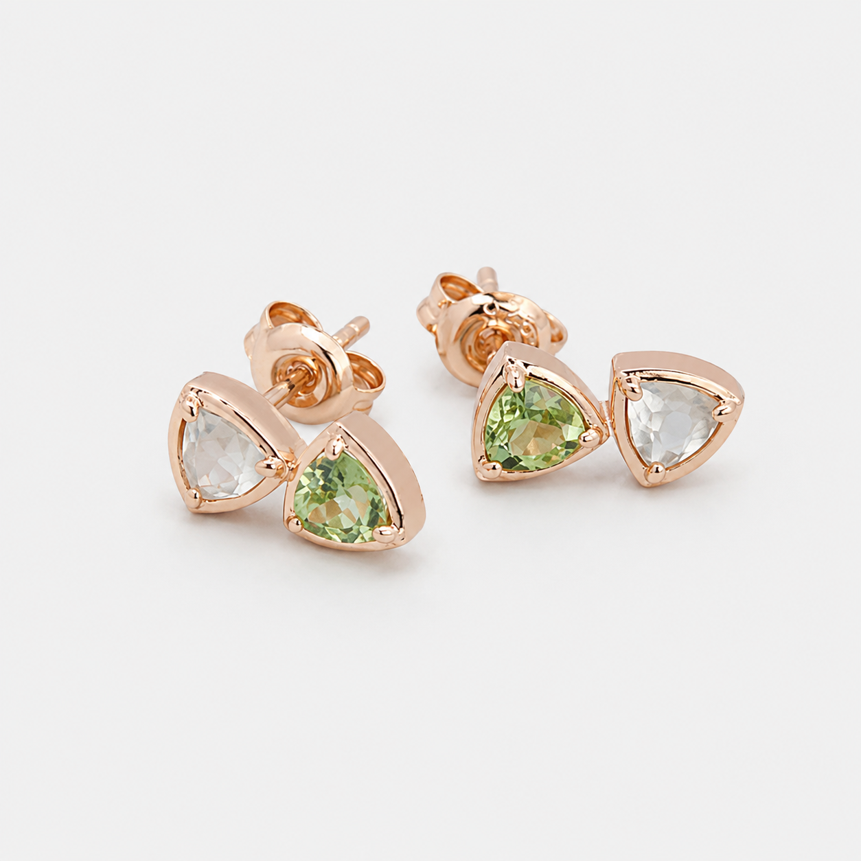 Sterling Silver Peridot & Prehnite Stud Earrings