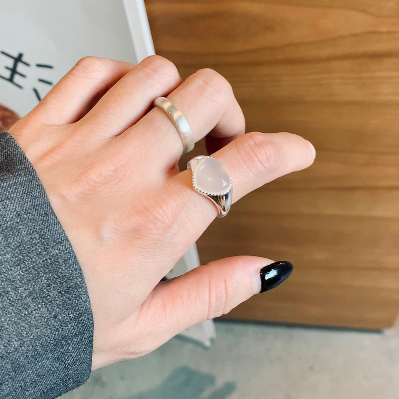 White Chalcedony Heart Ring from Gembee Jewellery