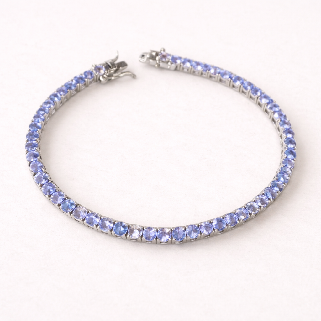 Tanzanite Tennis Bracelet in Sterling Silver - December Birthstone Jewellery