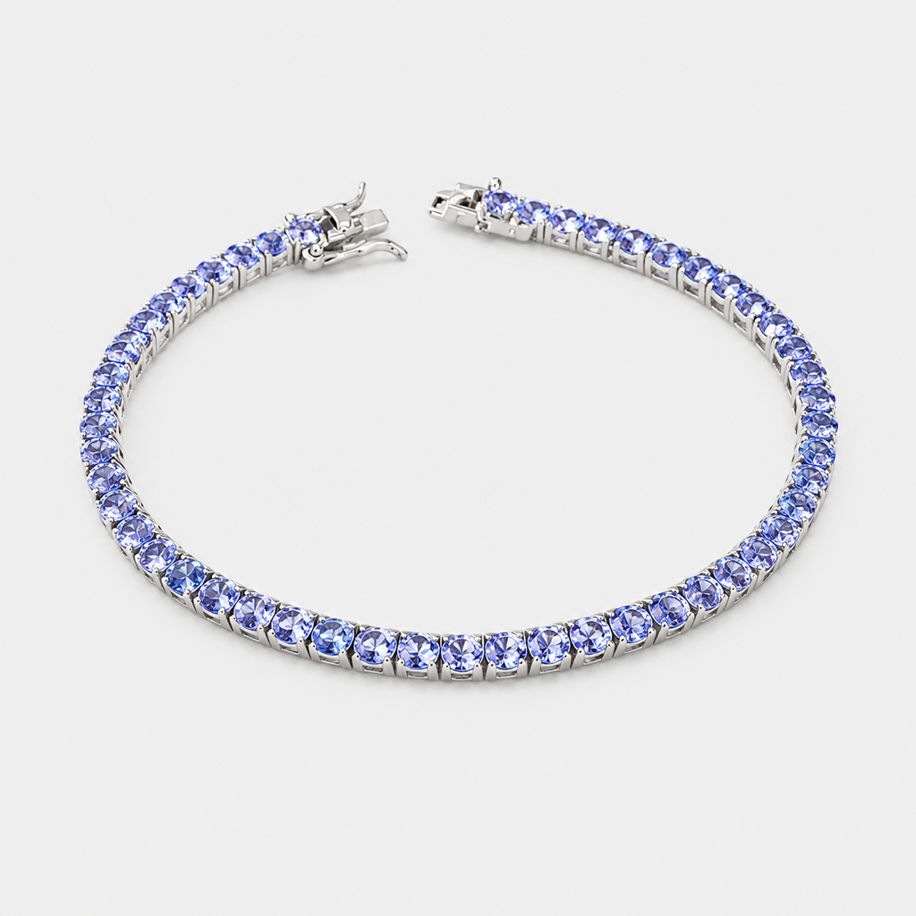 Tanzanite Tennis Bracelet in Sterling Silver - December Birthstone Jewellery