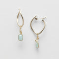 Minimalist V-Shaped Silver Earrings with Amazonite Stone