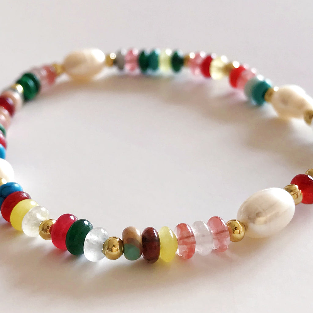 Multicolor Natural Gemstone & Freshwater Pearl Necklace