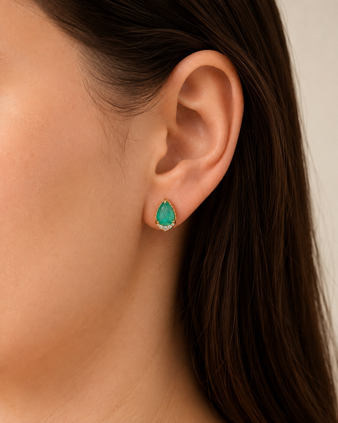 Pearl Cut Natural Amazonite & Quartz Doublet Stud Earrings in Gold Plated Silver