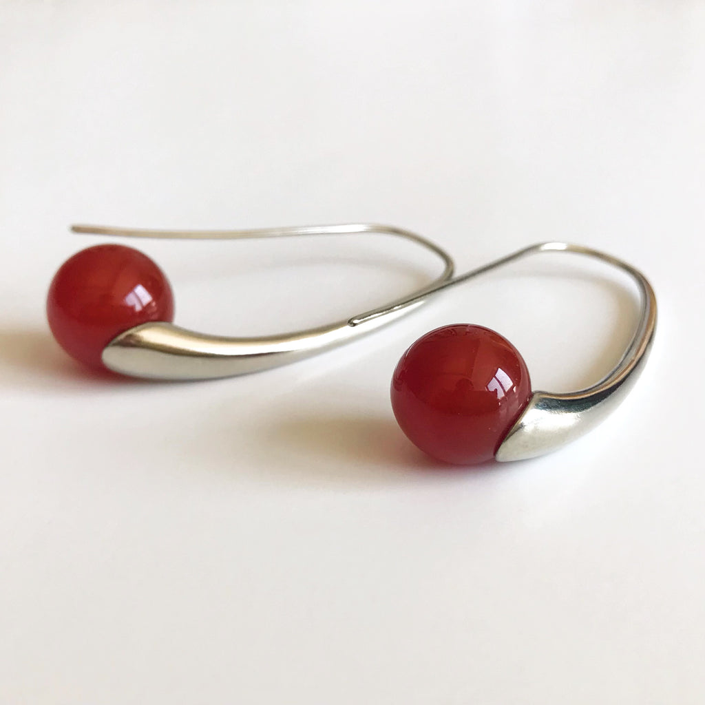 Sculptural Flow Earrings with Agate