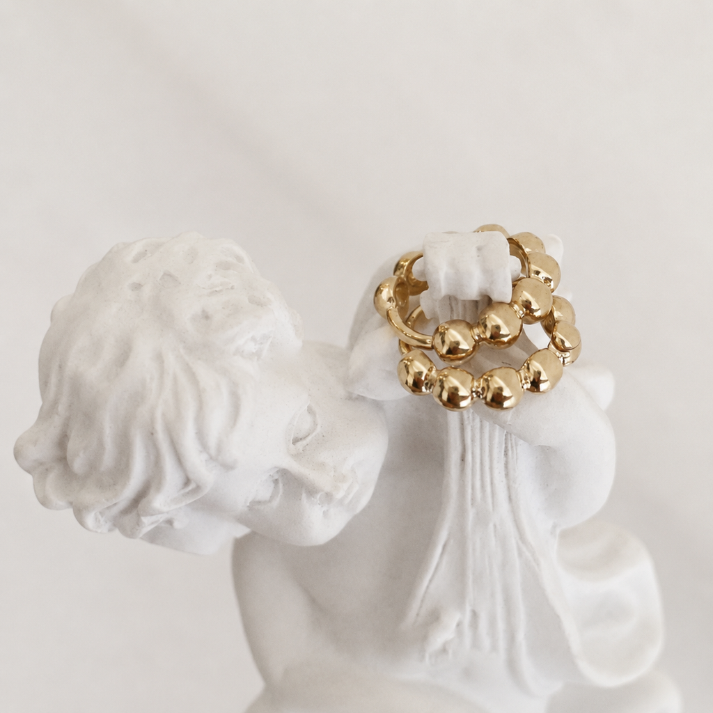 Gold Beaded Huggie Hoop Earrings