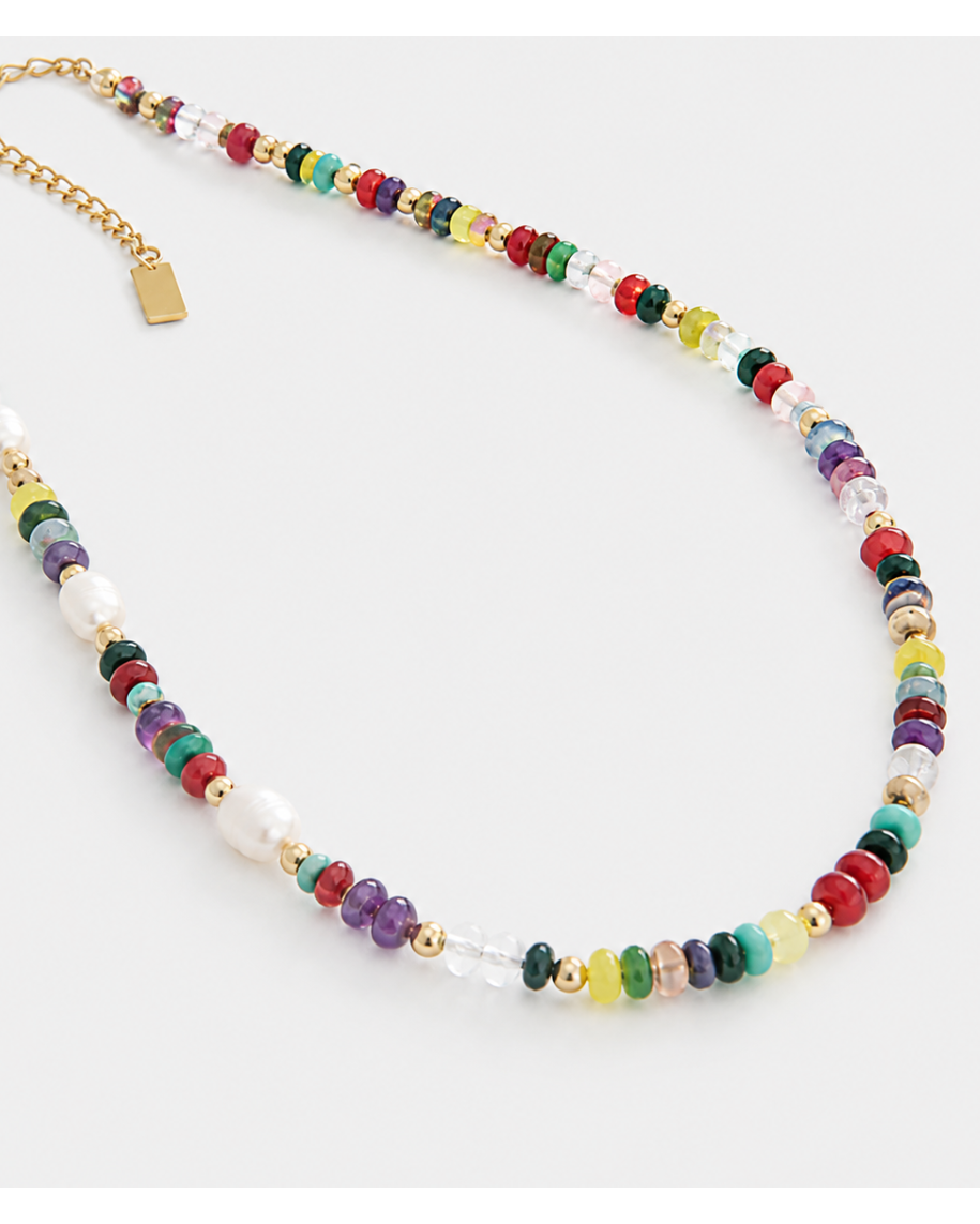 Multicolour Natural Gemstone & Freshwater Pearl Necklace