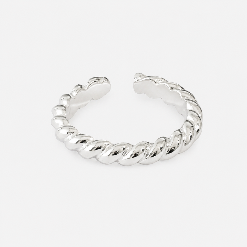 Twisted Rope Open Ring - Silver
