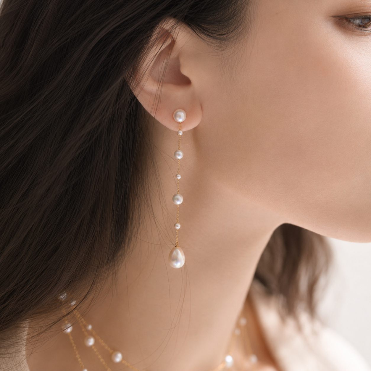 Freshwater Pearl Constellation Threader Earrings