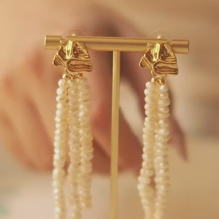 Pearl Tassel Earrings | Natural Freshwater Pearls