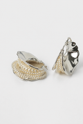 Pearl & Silver Texture Hoop Earrings | Statement Design